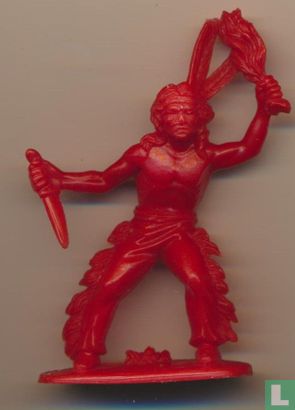 Indiaan met mes rn fakkel (rood) - Afbeelding 1