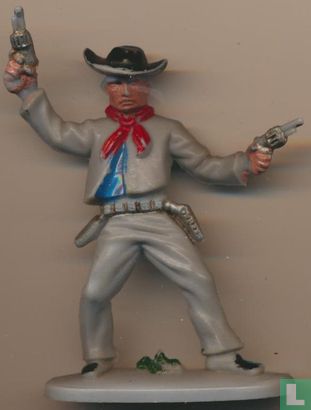 Cowboy mit 2 in die Luft schießenden Revolvern (grau) - Bild 1