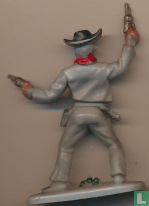 Cowboy mit 2 in die Luft schießenden Revolvern (grau) - Bild 2