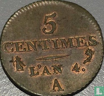 France 5 centimes AN 4 (A) - Image 1