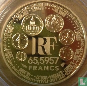 France 65,5957 francs 1999 (PROOF) "Introduction of the euro" - Image 2