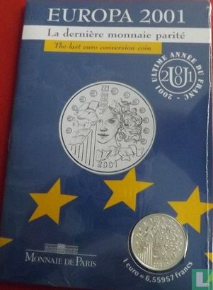 Frankrijk 6,55957 francs 2001 (folder) "The last euro conversion coin" - Afbeelding 1