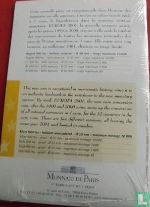 France 6,55957 francs 2001 (folder) "The last euro conversion coin" - Image 2