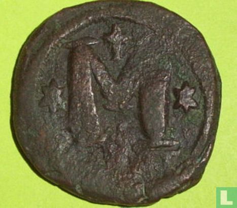 Byzantijnse Rijk  AE Follis  (40 nummi, Justin I)  518-527 CE - Afbeelding 1