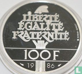 France 100 francs 1986 (BE - Argent) "Centenary Statue of Liberty 1886 - 1986" - Image 1