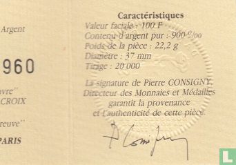France 100 francs 1993 (PROOF - Silver) "Bicentenary of  the Louvre Museum" - Image 3