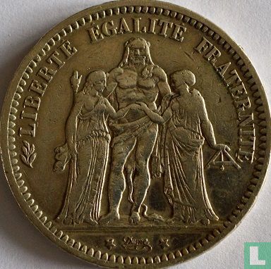 France 5 francs 1871 (Hercules - K) - Image 2