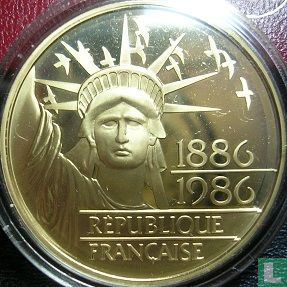 Frankreich 100 Franc 1986 (PP - Gold) "Centenary Statue of Liberty 1886 - 1986" - Bild 2