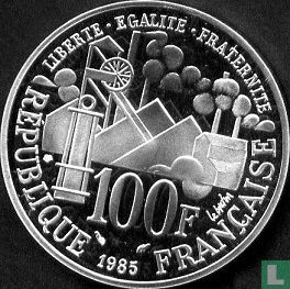 Frankreich 100 Franc 1985 (PP - Silber) "100th anniversary of Emile Zola's novel - Germinal" - Bild 1