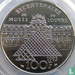 France 100 francs 1993 (PROOF - Silver) "200 years Louvre Museum - Coronation of Napoleon" - Image 1