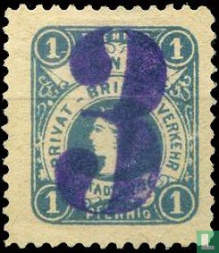 Woman's head with crown (with overprint)