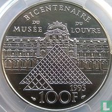 Frankrijk 100 francs 1993 (PROOF - zilver) "200 years Louvre Museum - Victory of Samothrace" - Afbeelding 1