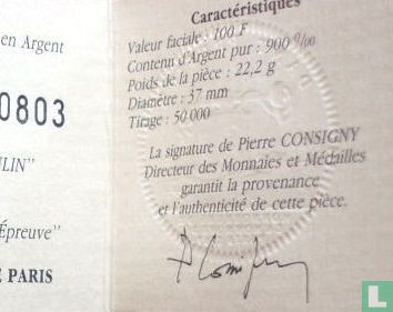 France 100 francs 1993 (PROOF) "50th anniversary of the death of Jean Moulin" - Image 3