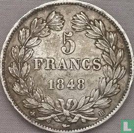 Frankrijk 5 francs 1848 (LOUIS PHILIPPE I - BB) - Afbeelding 1