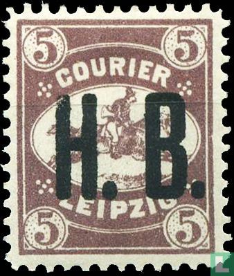 Horse-riding messenger, with overprint