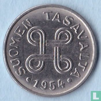Finlande 1 markka 1954 (Longue 9) - Image 1