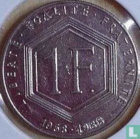 Frankrijk 1 franc 1988 (zonder munttekens) "30th anniversary of the Fifth Republic" - Afbeelding 1