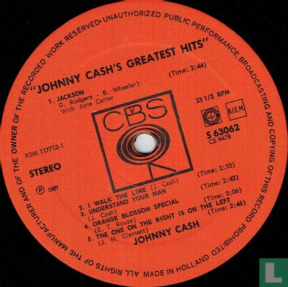 Johnny Cash's Greatest Hits Volume 1 - Image 3