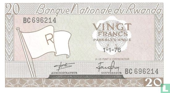 Rwanda 20 Francs  - Afbeelding 1