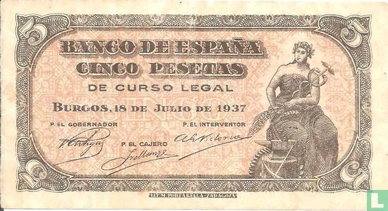 Espagne 5 pesetas - Image 1