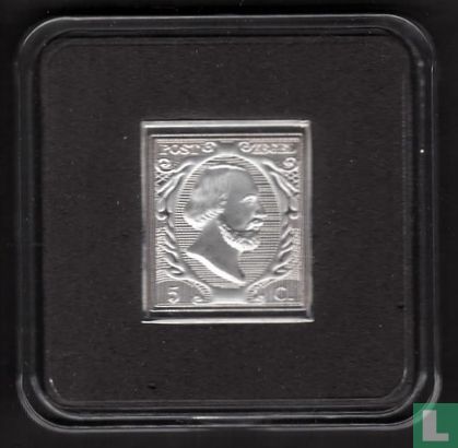 Zilveren Postzegel Koning Willem III 1852 - Image 1