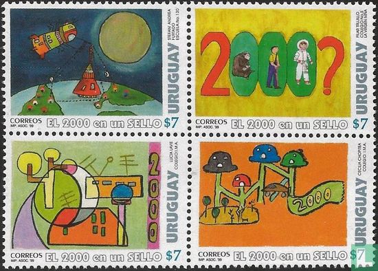 Het jaar 2000 op een postzegel