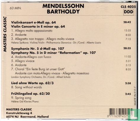 Mendelssohn - Violinkonzert/Symphonie Nr. 5/Lied ohne Worte/Frühlingslied - Afbeelding 2