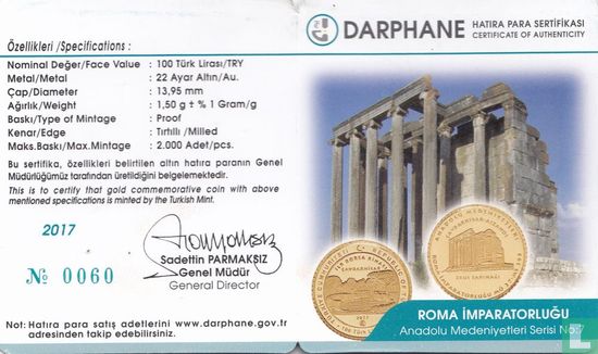 Turkije 100 türk lirasi 2017 (PROOF) "Roman Empire" - Afbeelding 3