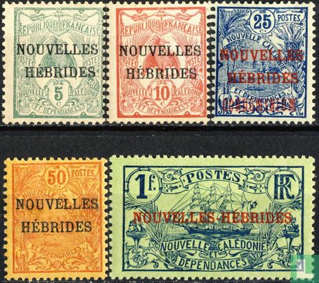 overloaded New Caledonia stamp