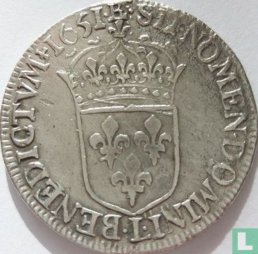 France ½ ecu 1651 (L) - Image 1