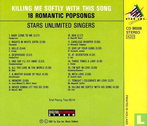 Killing Me Softly with This Song - 18 Romantic Popsongs - Bild 2