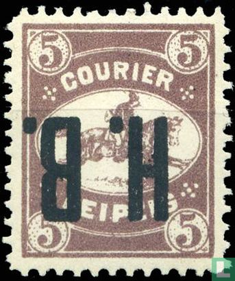 Horse-riding messenger, with overprint