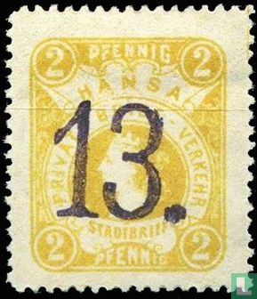 Woman's head with crown (with overprint)  