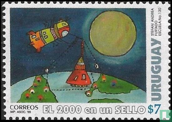 Das Jahr 2000 auf einer Briefmarke 