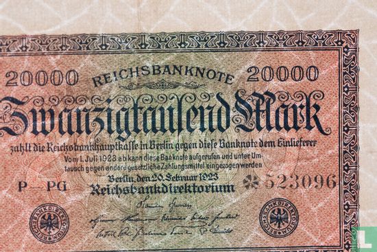 Allemagne 20 000 Mark 1923 (P.85d - Ros.84h) - Image 3