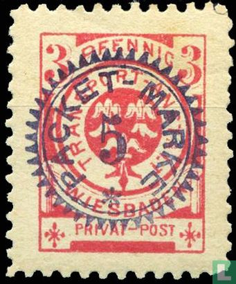 City coat of arms Wiesbaden in circle (with Packet-Marke overprint)