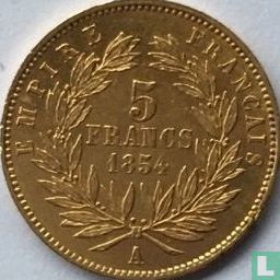 France 5 francs 1854 (tranche lisse) - Image 1