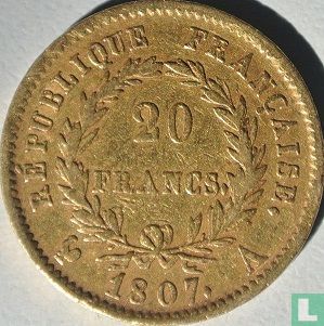 Frankrijk 20 francs 1807 (A - gelauwerd hoofd) - Afbeelding 1