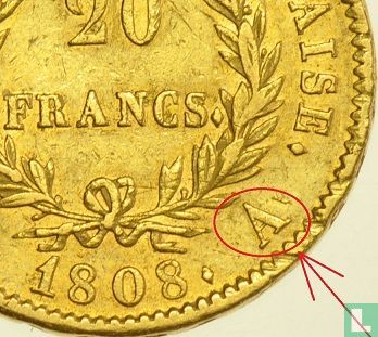 Frankrijk 20 francs 1808 (A) - Afbeelding 3