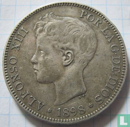 Espagne 5 pesetas 1898 - Image 1
