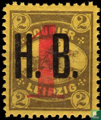 Horse-riding messenger, with overprint 