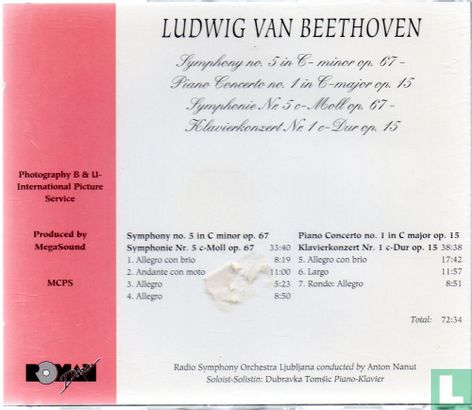 Ludwig van Beethoven - Symphony no. 5/Piano Concerto no. 1/Klavierkonzert no. 1 - Afbeelding 2