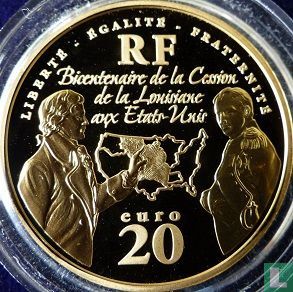 Frankrijk 20 euro 2003 (PROOF) "Bicentenary of the sale of Louisiana to the United States" - Afbeelding 2