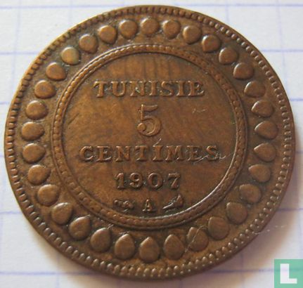 Tunisie 5 centimes 1907 (année 1325) - Image 1