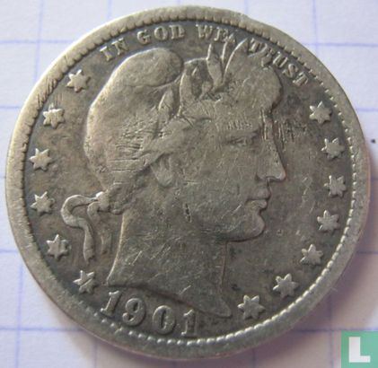 États-Unis ¼ dollar 1901 (sans lettre) - Image 1