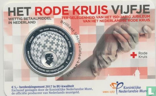 Pays-Bas 5 euro 2017 (coincard - BU) "150th anniversary of the Dutch Red Cross" - Image 1