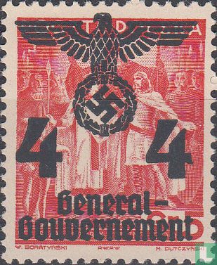 Polnische Briefmarke mit Aufdruck - Bild 1