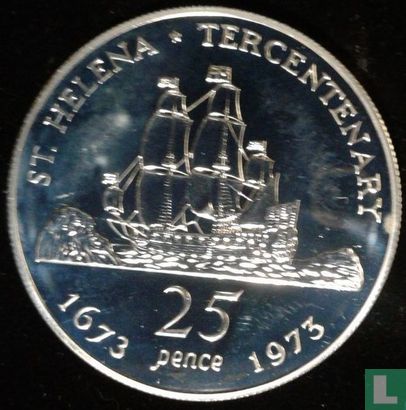 Sint-Helena 25 pence 1973 (PROOF) "St. Helena Tercentenary" - Afbeelding 1