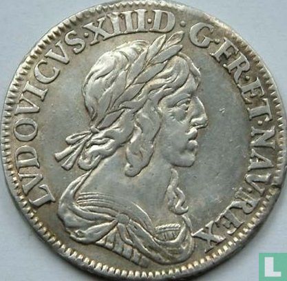 France ¼ ecu 1642 (A - crowned escutcheon - rose) - Image 2