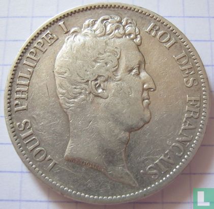 France 5 francs 1831 (Texte incus - Tête nue - K) - Image 2